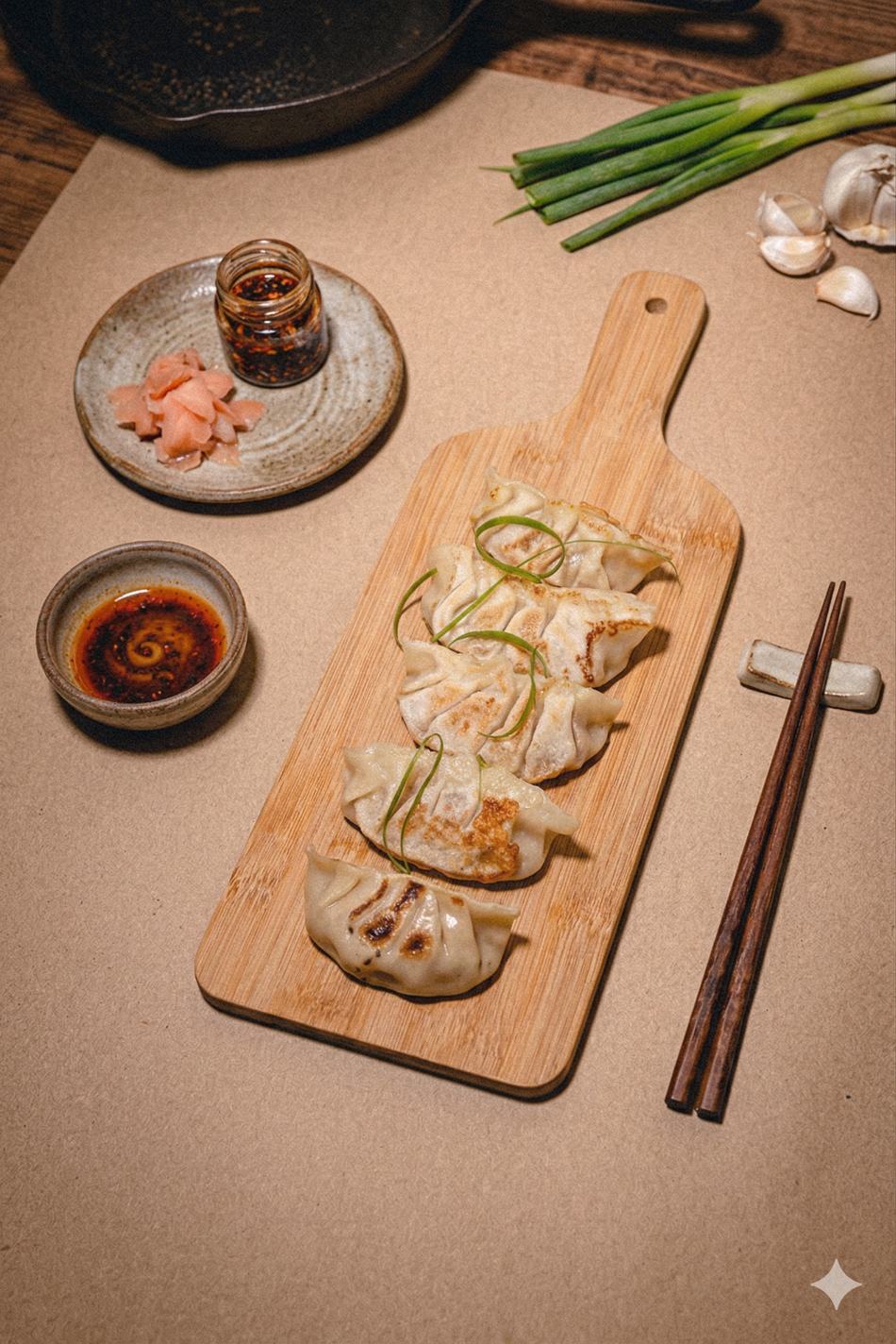 Gyoza de porco grelhado com molho especial